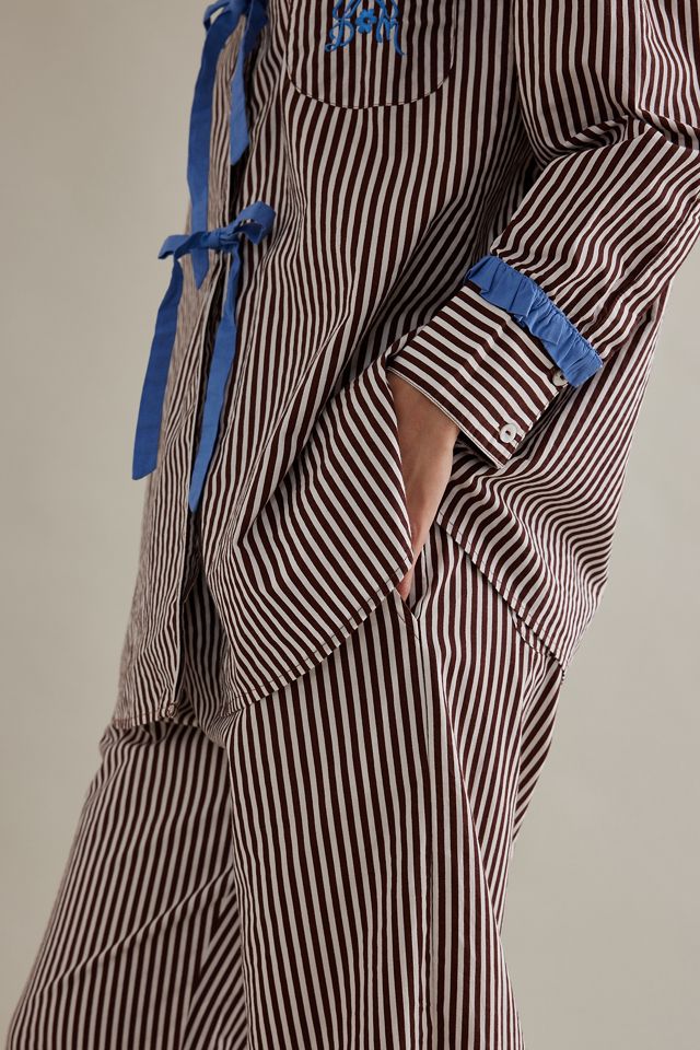 Ensemble de Pyjamas Antonia à Rayures en Coton Biologique à Manches Longues Damson Madder #2