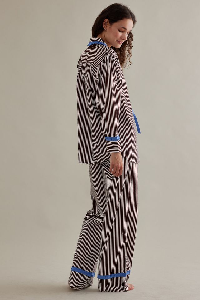 Ensemble de Pyjamas Antonia à Rayures en Coton Biologique à Manches Longues Damson Madder #4