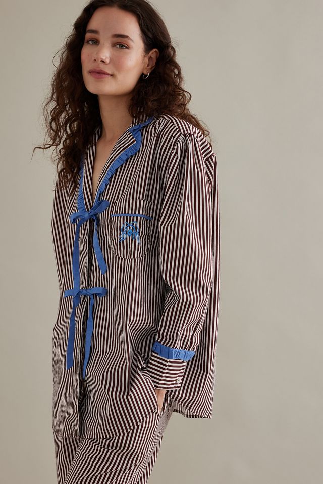 Damson Madder Antonia Long-Sleeve Stripe Organic Cotton Pyjamas Set