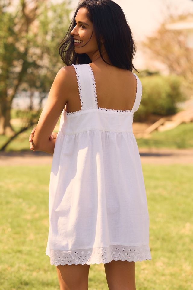Damson Madder Elspeth Linen Blend Embroidered Mini Nap Dress | Anthropologie