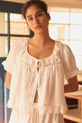 Damson Madder Harling Puff-sleeve Broderie Blouse