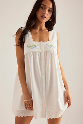 damson madder elspeth linen blend embroidered mini nap dress Night Natalina Wrap Mini Dress -