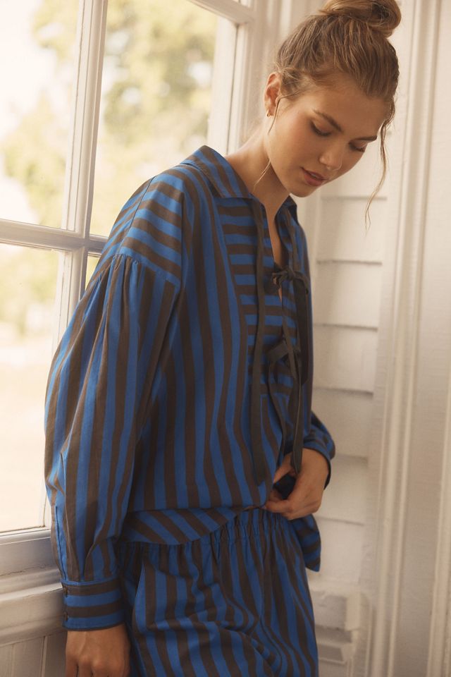 Damson Madder Floki Stripe Cotton Pajama Set #2