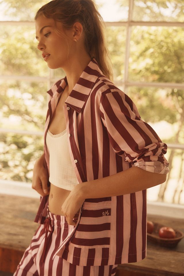 Damson Madder Florie Stripe Cotton Pajama Set  #1