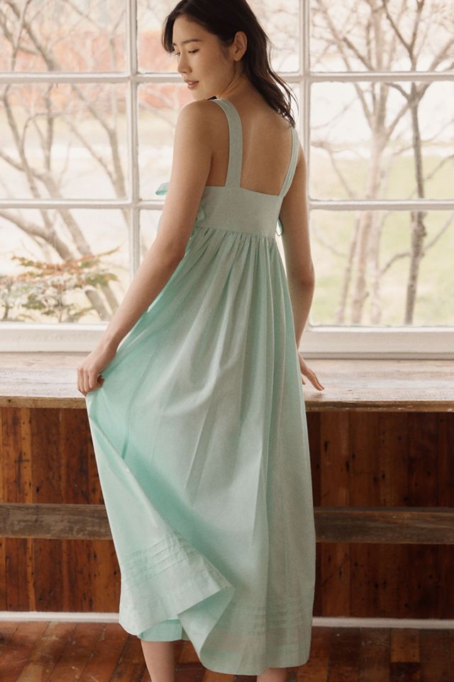 damson madder green silk dress Damson Madder - Aoife Midi Dress - Jacquard Green Spot main image 1