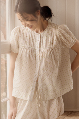 Damson Madder Meadow Cotton Boxy Top In White