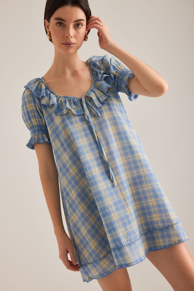 Damson Madder Harlow Puff-Sleeve Ruffle Mini Dress #1
