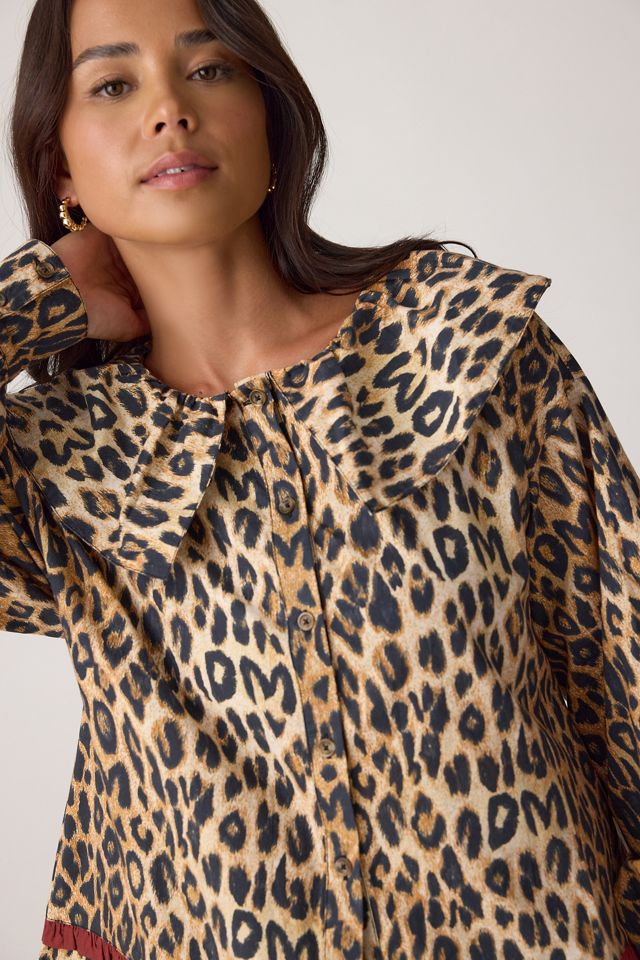 Ensemble pyjama long Aletta à motif léopard Damson Madder #2