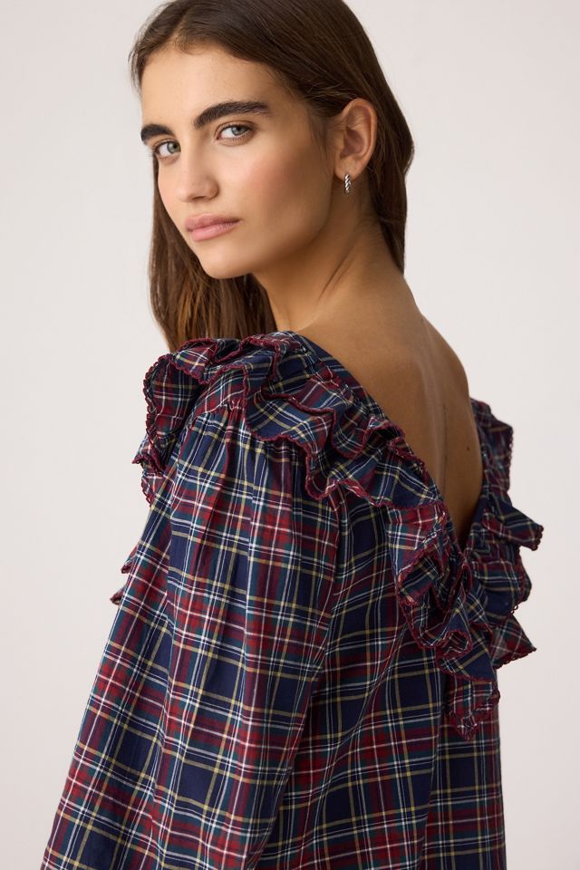 Camicia da notte a quadri in 100% cotone Barbs Damson Madder #2