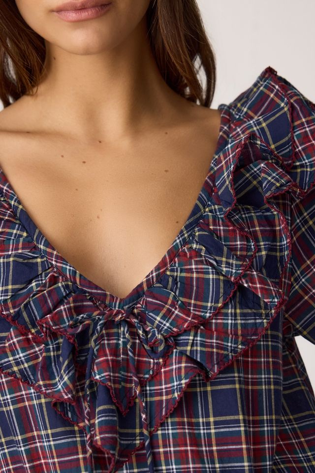 Camicia da notte a quadri in 100% cotone Barbs Damson Madder #4