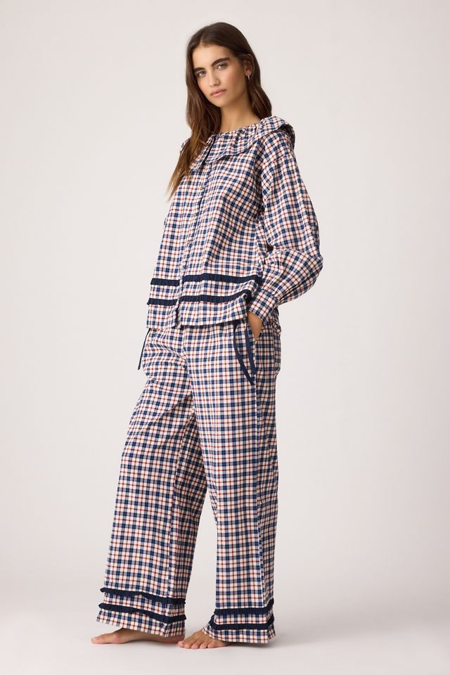 Damson Madder Conjunto de Pijama Largo de Cuadros Aletta #1