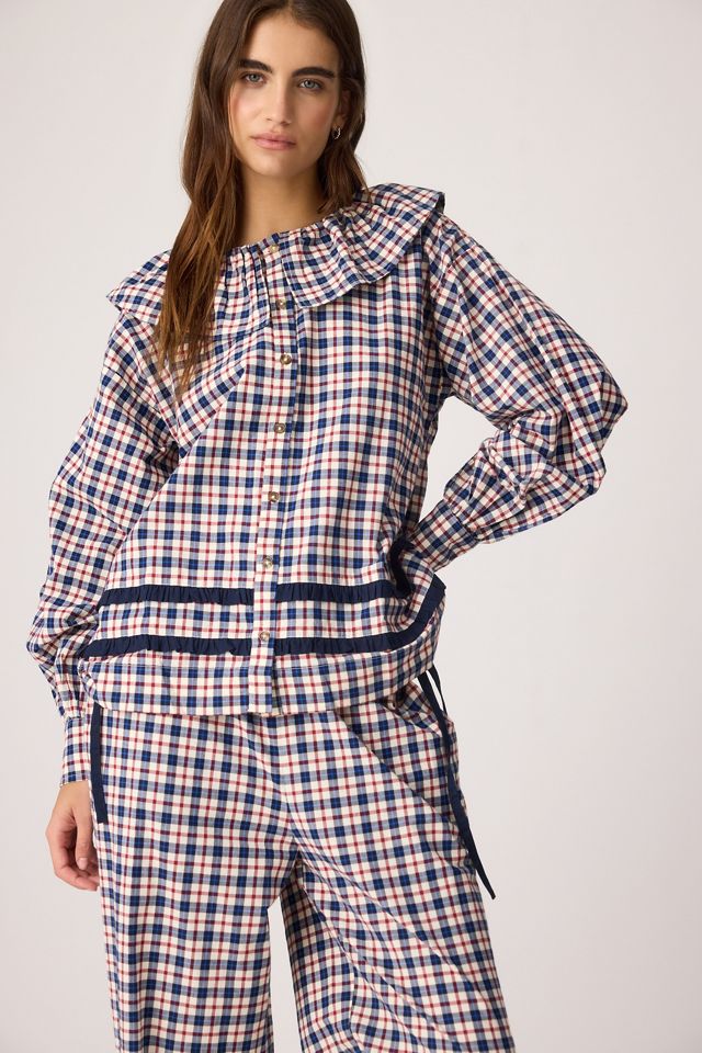 Damson Madder Conjunto de Pijama Largo de Cuadros Aletta #2