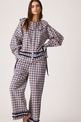Damson Madder Conjunto de Pijama Largo de Cuadros Aletta