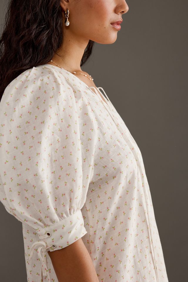 Sleeper Lace-Up Linen Midi Dress #3