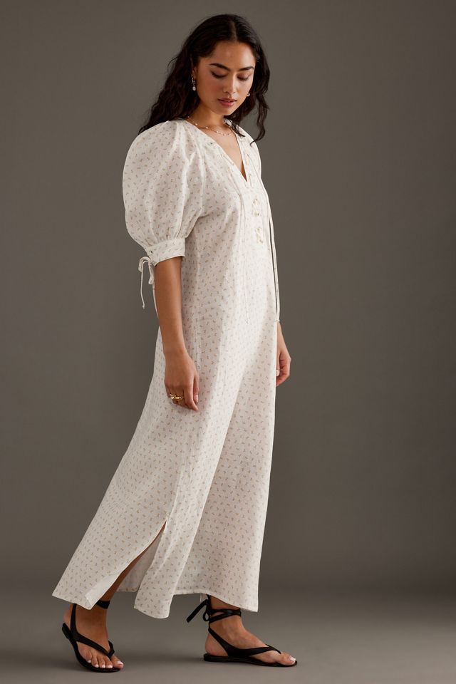 Sleeper Lace-Up Linen Midi Dress #4