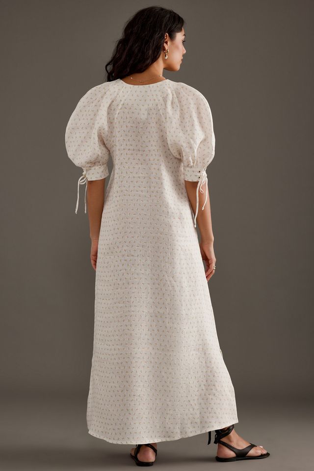 Sleeper Lace-Up Linen Midi Dress #5