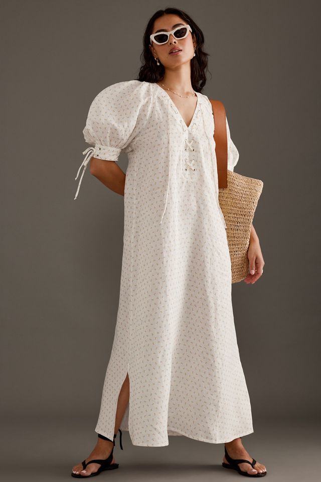 Sleeper Lace-Up Linen Midi Dress #2