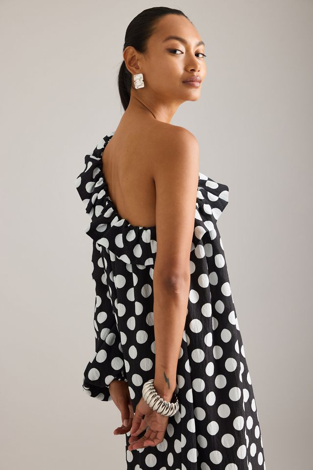 Robe mi-longue à pois et une épaule Sleeper Gaia #4