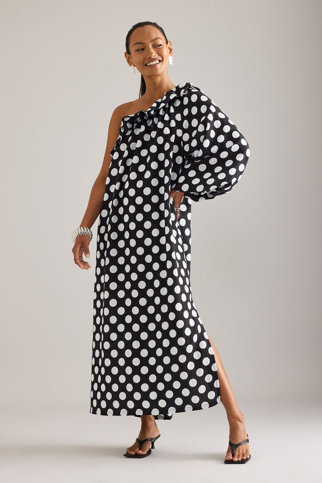 Robe mi-longue à pois et une épaule Sleeper Gaia #5