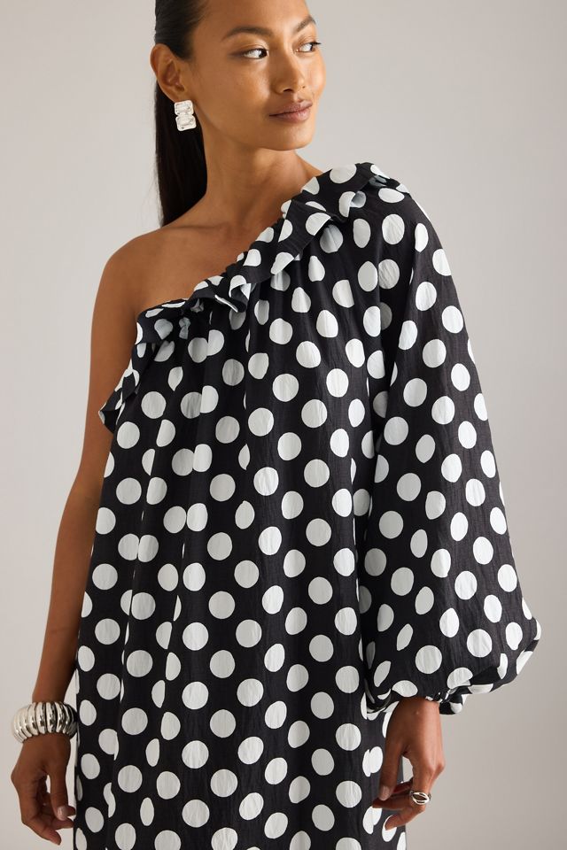 Robe mi-longue à pois et une épaule Sleeper Gaia #2
