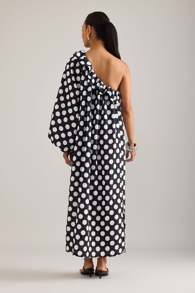 Robe mi-longue à pois et une épaule Sleeper Gaia #1