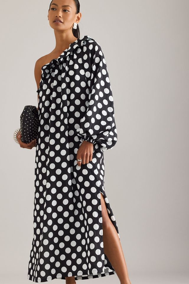 Robe mi-longue à pois et une épaule Sleeper Gaia #3