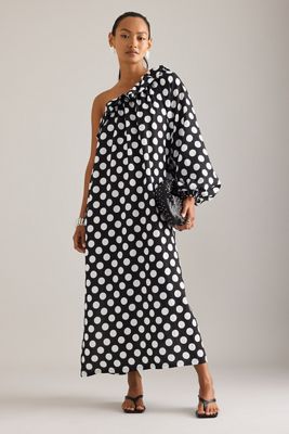 Sleeper Vestido Midi de Lunares con Un Hombro Gaia