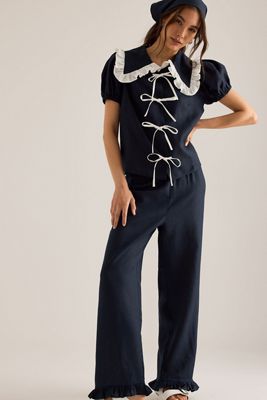 Pantalones de Lino Holgados Sleeper Puff con Pañuelo para la Cabeza