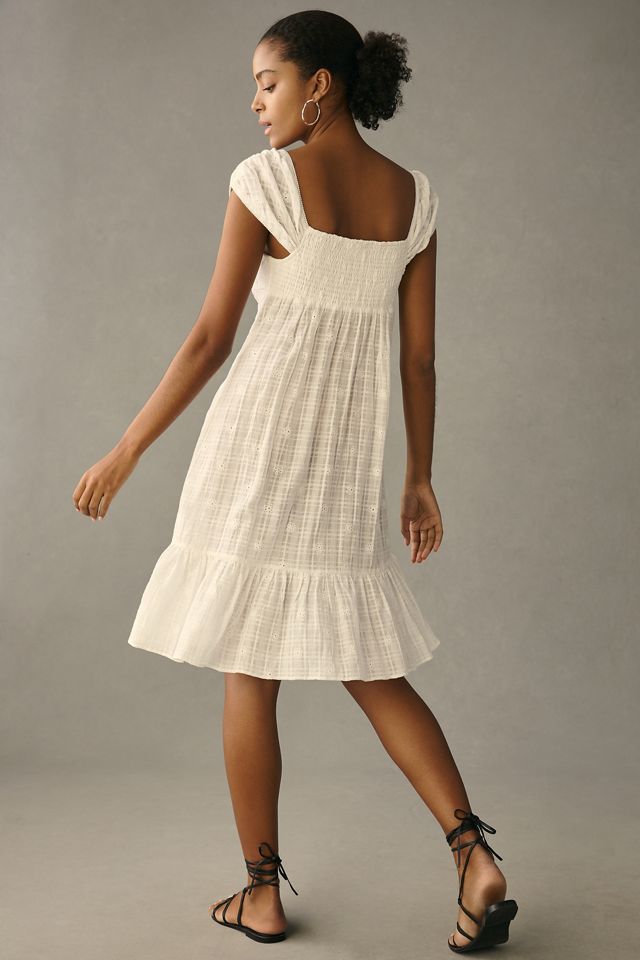 By Anthropologie Cap-Sleeve Lace-Up Babydoll Dress | Anthropologie