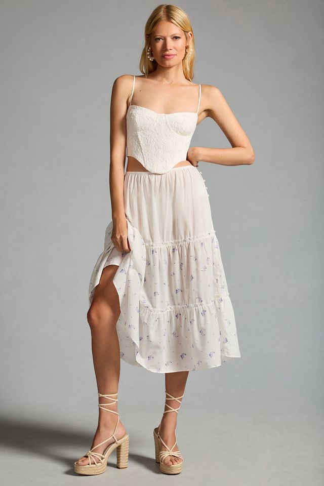 By Anthropologie Sheer Tiered Midi Skirt #1