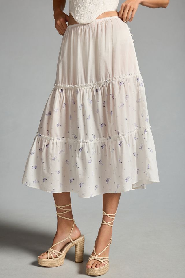 By Anthropologie Sheer Tiered Midi Skirt #2