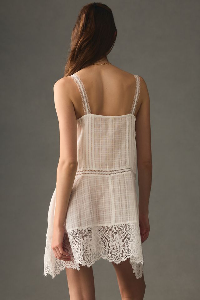 By Anthropologie Embroidered Mini Slip Dress