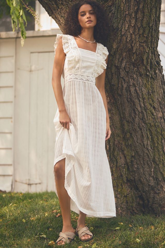 adrienne ruffled boho maxi dress Lavia Modern Strapless Sleeveless Bridesmaid Dresses with Slit – Cathnina main image 1