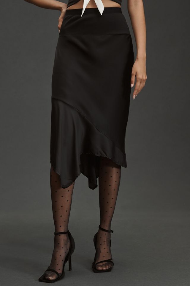 By Anthropologie Asymmetrical Satin Slip Skirt #1
