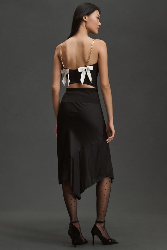 By Anthropologie Asymmetrical Satin Slip Skirt #2