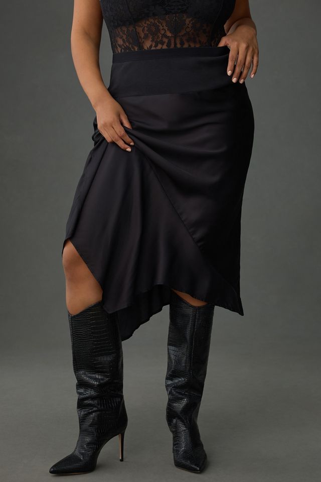 By Anthropologie Asymmetrical Satin Slip Skirt #5