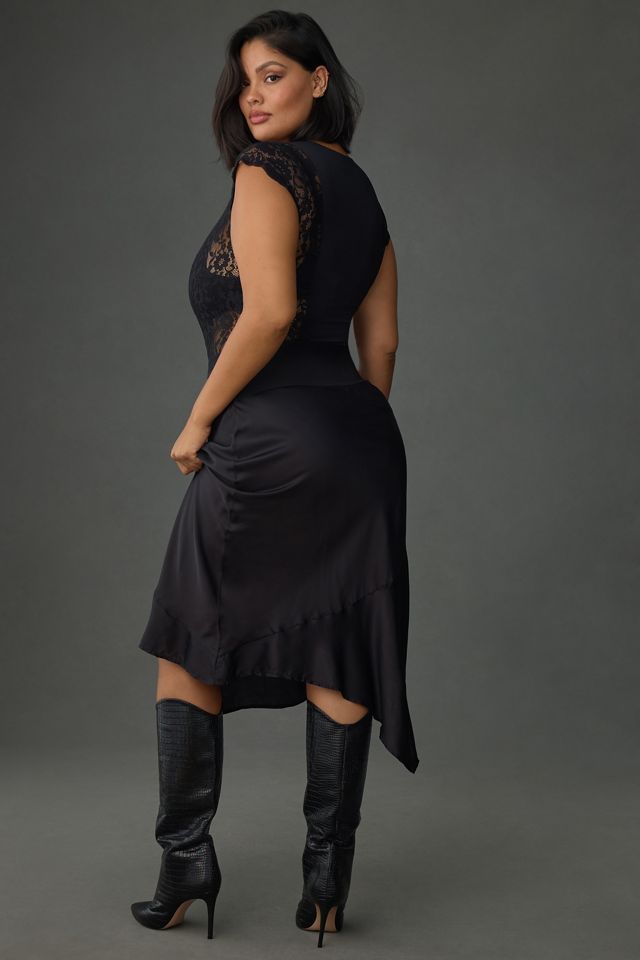 By Anthropologie Asymmetrical Satin Slip Skirt #6