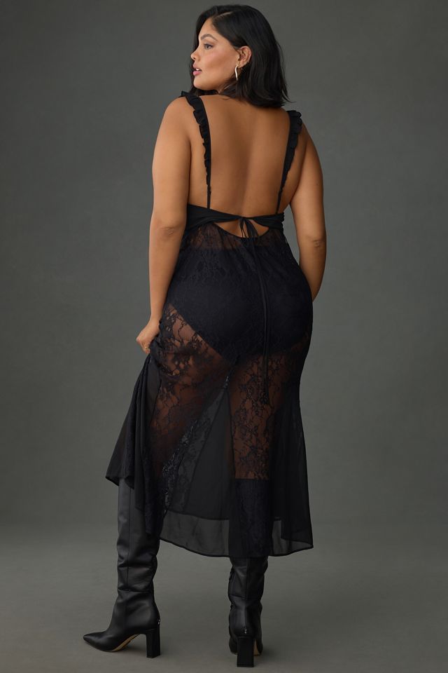 By Anthropologie Sheer Lace Midi Dress #7