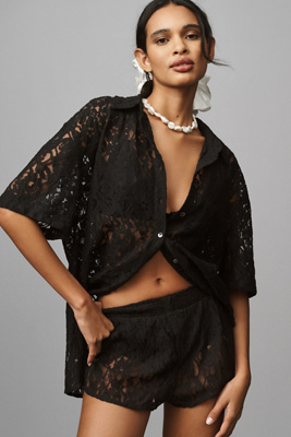 ★YOUTHBATH★YBX SOUP Point lace short-sleeve_black★正規品 FANG NYC Rhinestone Lace Up Cropped Long Sleeve