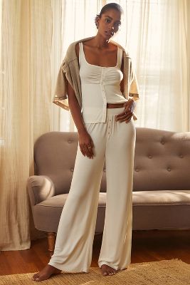By Anthropologie Ribbed Wide-Leg Pyjama Bottoms