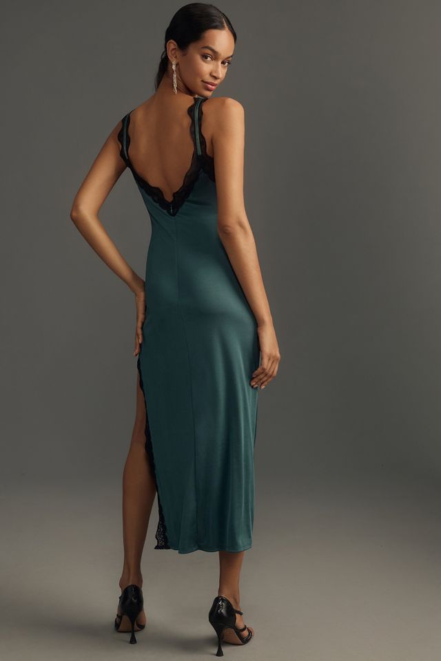 Vestito Midi Slip By Anthropologie con Spacco Alto e Pizzo #1