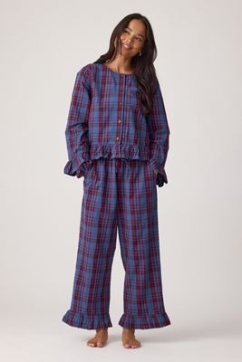 TBCo Kariertes 100% Baumwolle Langer Pyjama-Set