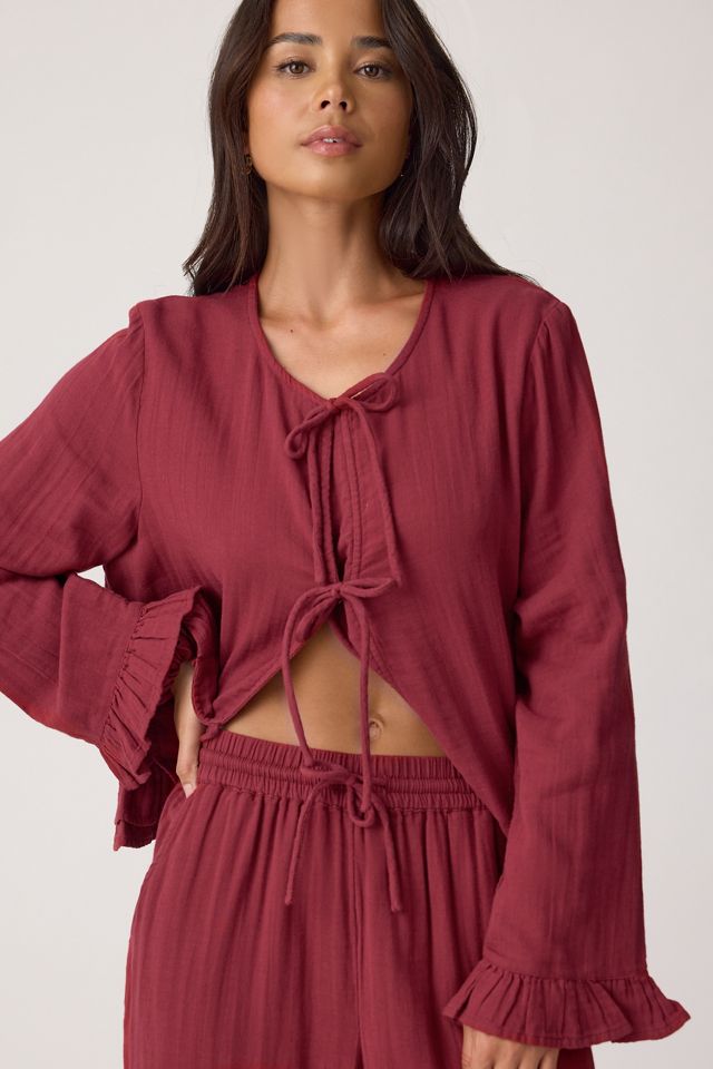 Conjunto de Pijama Largo de Algodón 100% con Nudo Frontal TBCo #2