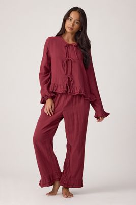 TBCo Langarm-Pyjama-Set aus 100% Baumwolle mit Knotenverschluss