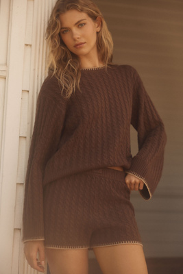 Ugg Azriel Cable Knit Shorts In Brown