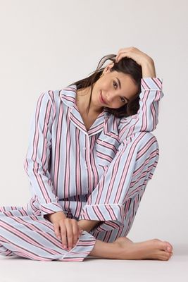 Stripe & Stare Gebürstetes Langes Pyjama-Set