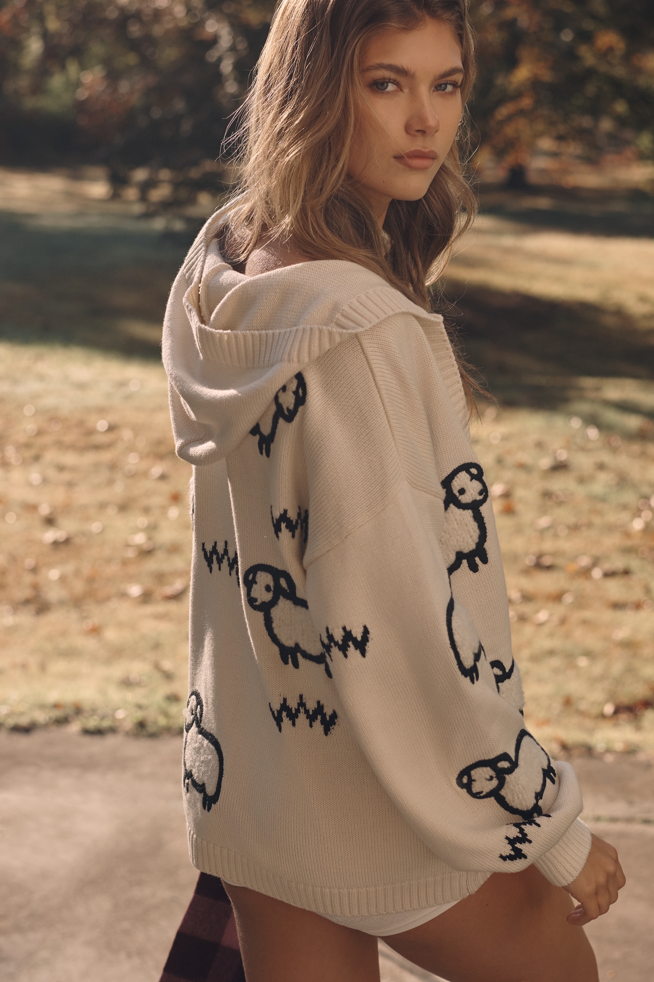 LyreBird Embroidered Sheep Cardigan Sweater