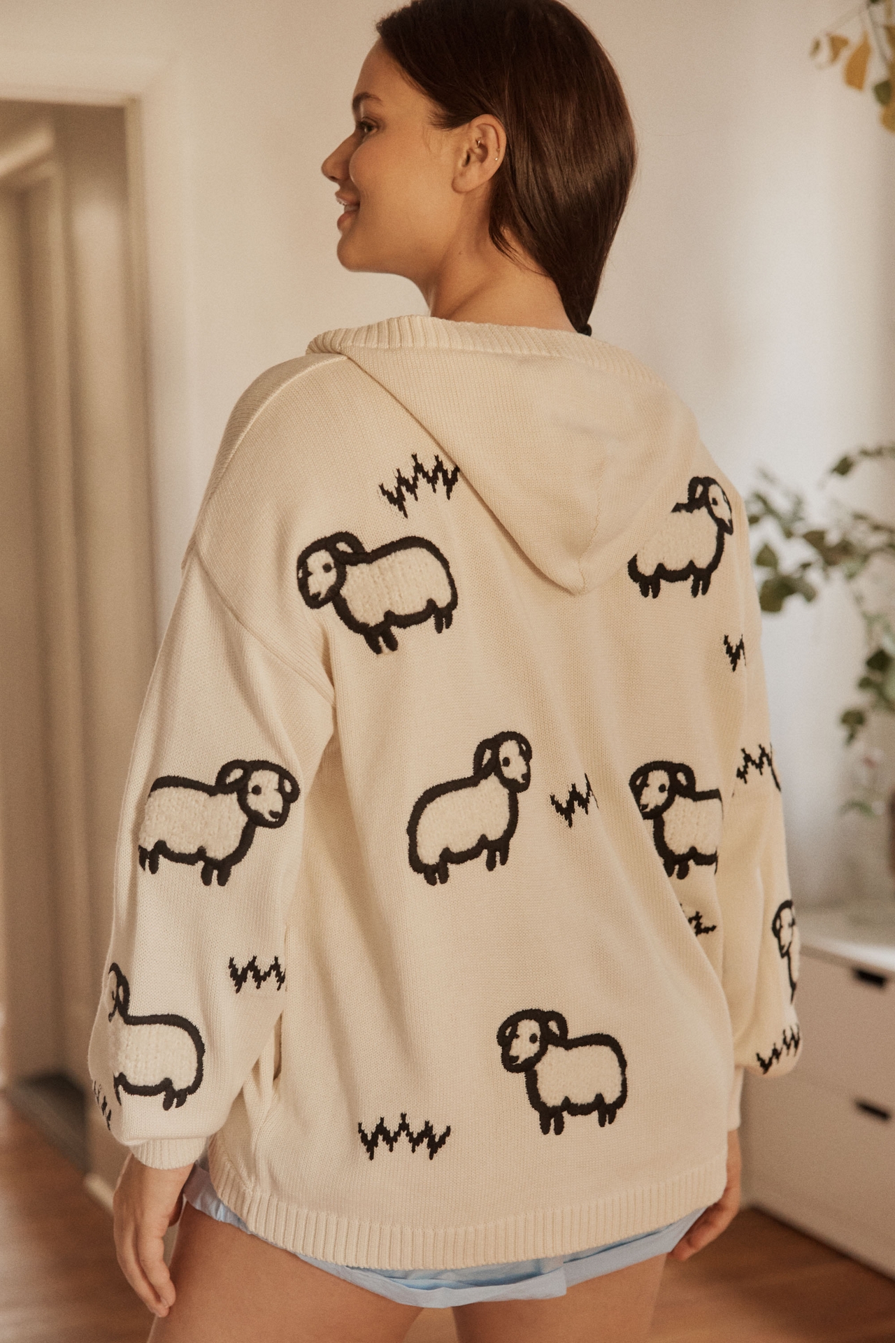 LyreBird Embroidered Sheep Cardigan Sweater