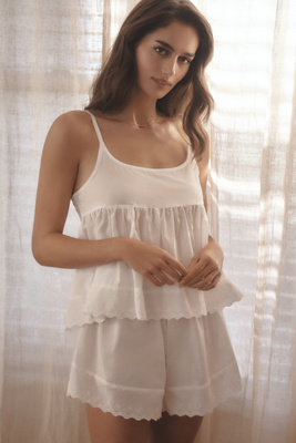 Shop Papinelle Millie Broderie Pajama Set In White