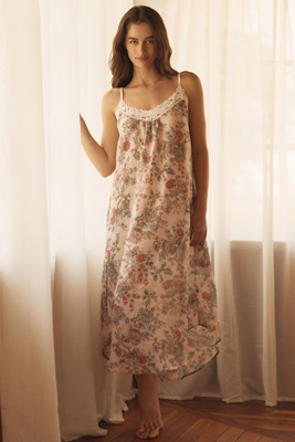 Papinelle Layla Silk Blend Lace Front Maxi Nightie In Multi